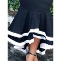 Women Bodycon Mermaid Skirt High Waist Slim Ruffles Black White Patchwork Package Hip Jupes Falads Elegant Femme Drop Shipping